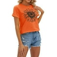thumbnail image 4 of NAMTYQX Womens Graphic Tees Trendy Round Neck Plus Size Cool Short Sleeve Graphic Lightweight Tropischer Druck Relaxed Fit Summer Tops Saffron Size L, 4 of 5