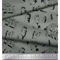 thumbnail image 2 of Soimoi polyester Crepe Fabric Easter Island Statue Face Print Fabric by the Yard 42 Inch Wide, 2 of 3