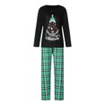 thumbnail image 2 of Christmas Family Pajamas Matching Set, Long Sleeve Tree Print T-shirt with Plaid Pants Sleepwear Loungewear, 2 of 10