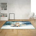 thumbnail image 2 of Hello Winter Miniature American Shepherd Welcome Snowy Night Watercolor Vintage Indoor Rug MAS Dog Lover Gifts Carpet Living Bed Room Sofa Home Decor - 01011, 2 of 5