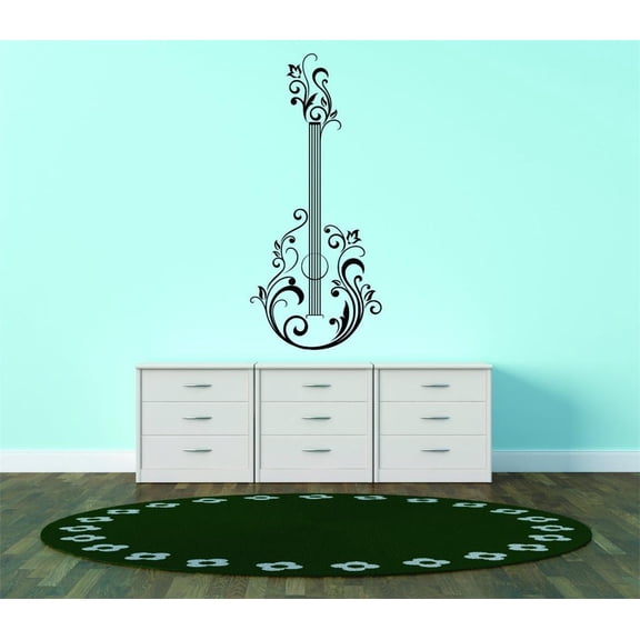 Wall Design Pieces Elegant Guitar Music Instruments 12 X30" -