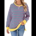 thumbnail image 2 of Sudadera Oversize para Mujer, Verano 2025, Cuello Redondo, Rayas, Larga, Aberturas Laterales, Sudaderas con Capucha Y2K Verde y Rosa XXL, 2 of 10
