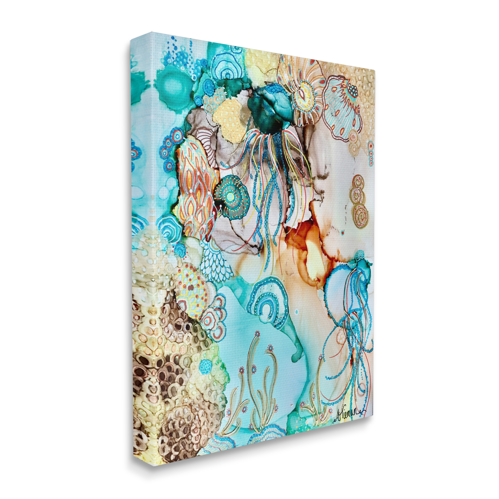 Stupell Industries Abstract Nautical Pattern Abstract Painting Gallery Wrapped Canvas Art Print Wall Art, 24 x 30
