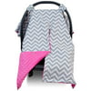 Kids N Such 2 in 1 Car Seat Canopy Cover with Peekaboo Openingâ„¢ - Large Chevron Carseat Cover with Hot Pink Dot Minky | Best for Baby Girls and Boys | Doubles as a Nursing Cover for Breastfeeding
