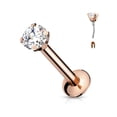thumbnail image 5 of Surgical Steel Labret Stud 20  18 Gauge Threadless Flat Back CZ Gem, 5 of 10