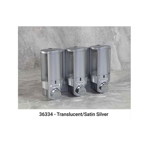 AVIVA Liquid Bath Amenities Dispenser 3-Chambers color Satin Silver & Transluscent 1/Pack
