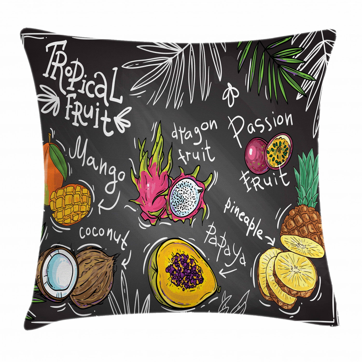 Multicolor 18x18 es designs Papaya Tropical Fruit Throw Pillow 