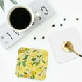 thumbnail image 5 of Kll Square Drink Coasters Set Of 4,Pu Leather Absorbent Coasters Set Decorative Coffee Cup Coasters Housewarming Gift For Home Decor-Lemon, 5 of 9