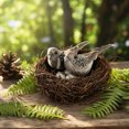 thumbnail image 7 of Artificial Sparrow Nest Set, 2 Clip On Birds with Rattan Nest and Faux Eggs, Realistic Feathered Ornaments for Tree and Wreath - Gray, 7 of 7