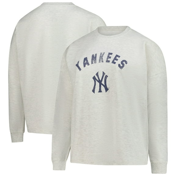 Women's-Profile  Heather Gray New York Yankees Plus Size French Terry Pullover Sweatshirt