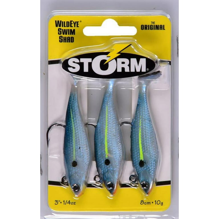 Storm WildEye Swim Shad 3 Fishing Lure 1/4oz Blue Steel Shad 3pcs