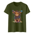 thumbnail image 5 of Womens Crewneck Tops Carnival Highland Cattle Printed Casual Loose T Shirts Short SLeeve Spring Summer Fashion Basic Blouses, 5 of 5