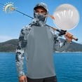 thumbnail image 3 of SEANATIVE Men's UV Protection Fishing Hoodie with Face Mask, Full Coverage Sun Guard Tops Lightweight Fishing Shirt for Running Workout Travel, 2XL, Camouflage Gray, 3 of 7