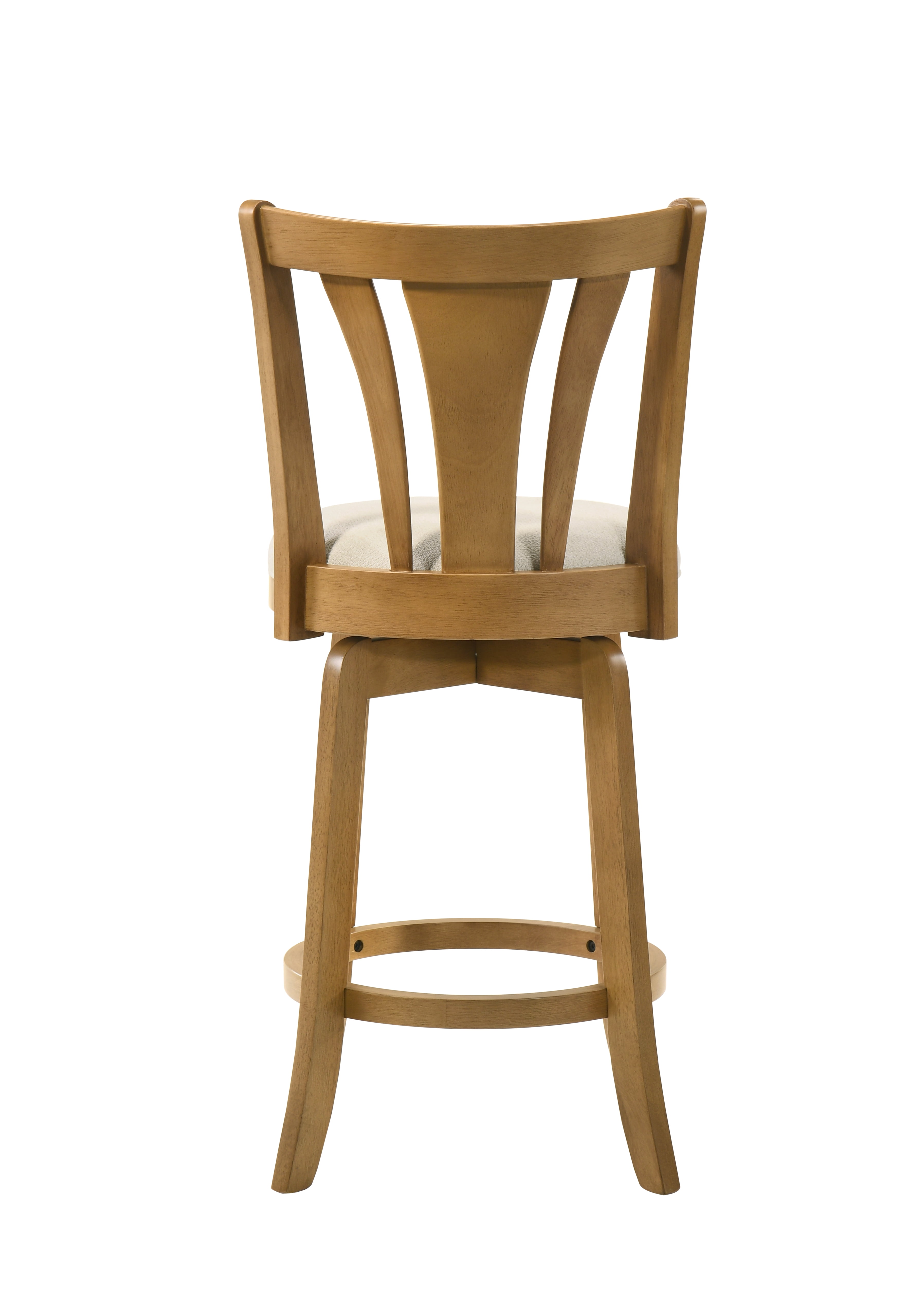 Elle 30 in. Amber Glow Bar Height Rubberwood Swivel Barstool with Ivory Fabric Seat - Set of 3