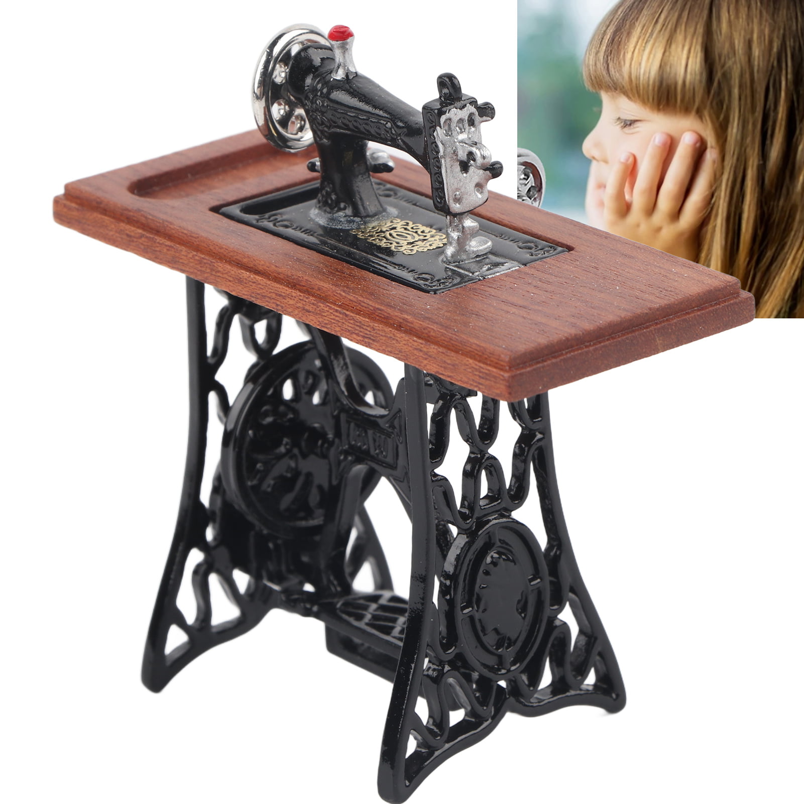 Kids Mini Sewing Machine Toy Design Clothing Toy Can DIY Knitting Machine  Kid Dollhouse Decor Miniature Furniture Toys For Girls