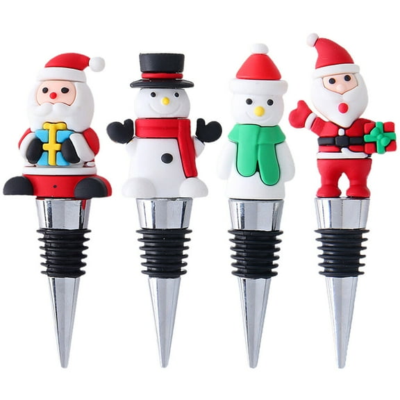 BERTDOMD 4Pcs Christmas Wine Bottle Stoppers Champagne Stopper Wine Plug for Party Festive