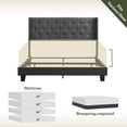 thumbnail image 5 of Lammaloe Full Size Platform Bed Frame with Wingback Diamond Upholstered Headboard, Grey, Full, 5 of 9