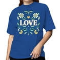 thumbnail image 2 of LOVE Floral Art Women's Royal Blue T-shirt, 2 of 3