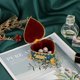 thumbnail image 3 of Caja de joyería de metal clásico con forma de corazón y caja de almacenamiento de joyería con patrón de rosa, para anillos, arete, collares, color azul, 3 of 4
