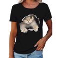 thumbnail image 1 of Camiseta de cuello redondo Patrón de gato 3D Moda Cómoda Camiseta de manga corta transpirable para mujeres Hombres Negro XL, 1 of 6