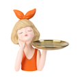 thumbnail image 2 of Estatua de resina para niña con bandeja para servir, escultura para niña, soporte para almacenamiento de llaves, figurita creativa moderna para , Naranja BLESIY Bandeja de escultura de niña, 2 of 6