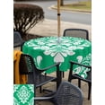 thumbnail image 5 of Outdoor Tablecloth with Umbrella Hole for Patio/Picnic/Party/Camping, Green Boho Waterproof Table Cloth Square Cover Washable, Vintage Classic Bohemia Flower Textured (60"x 60"), 5 of 8