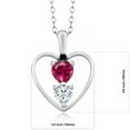 thumbnail image 2 of Gem Stone King 925 Sterling Silver Red Created Ruby White Moissanite and Black Diamond Pendant Necklace for Women (0.84 Cttw, Gemstone July Birthstone, Heart 5MM and 4MM, with 18 inch Silver Chain), 2 of 3