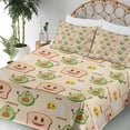 thumbnail image 3 of Ambesonne Food Emoji Fitted & Top Sheet Set with Sham, Avocado Toast Characters, Champagne Mustard and Ivory, 3 of 5