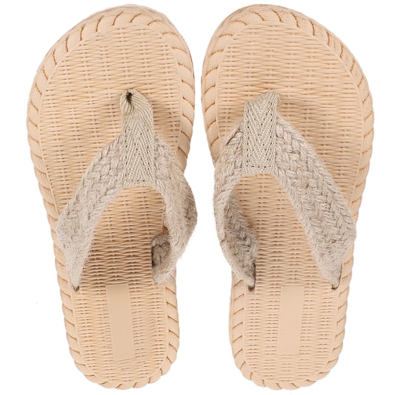 ifundom 1 Pair Lightweight Seaside Flat Slippers with Rubber Sole Comfortable Beige Sandals for Women