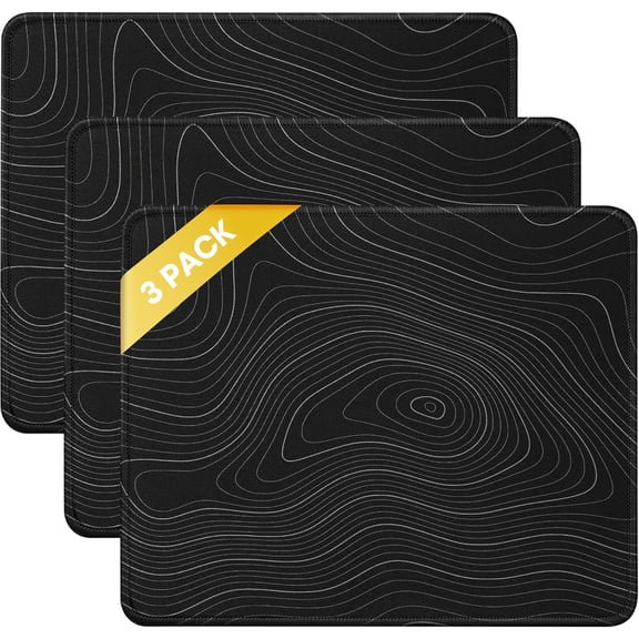 3 Pack Mouse Pad with Stitched Edge, Comfortable Mouse Pads with Non-Slip Rubber Base, Washable Mousepads Bulk with Smooth Cloth, Mouse Pads for Computers Laptop Mouse 10.2x8.3x0.12inch Contour