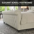 thumbnail image 3 of VanAcc Queen Size Frame, Chenille Upholstered Sleigh Bed Frame with Scroll Wingback Headboard & Footboard/Button Tufted/No Box Spring Required/Cream, 3 of 9