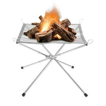 Beslands 22" Portable Folding Fire Pit - Ultra Lightweight (3.2 lbs), Holds 80 lbs Firewood, Stainless Steel Mesh for Camping, Backyard, Patio & Garden - Includes Carrying Bag