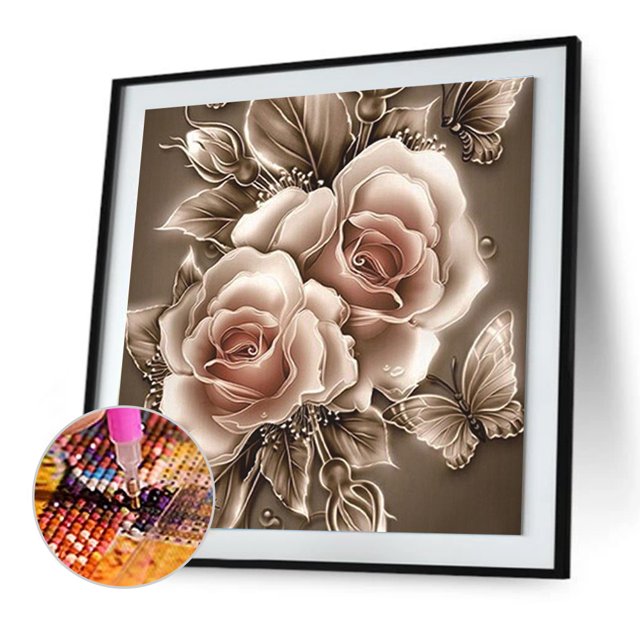 Cuadros Decorativos 5D bricolaje completo taladro diamante pintura flor punto de cruz bordado Kit (01) Ehuebsd embutido en tela