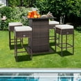 thumbnail image 4 of Gymax 5PCS Patio Bar Set Rattan Bar Furniture Set w/ Table & 4 Cushioned Stools Off White, 4 of 10