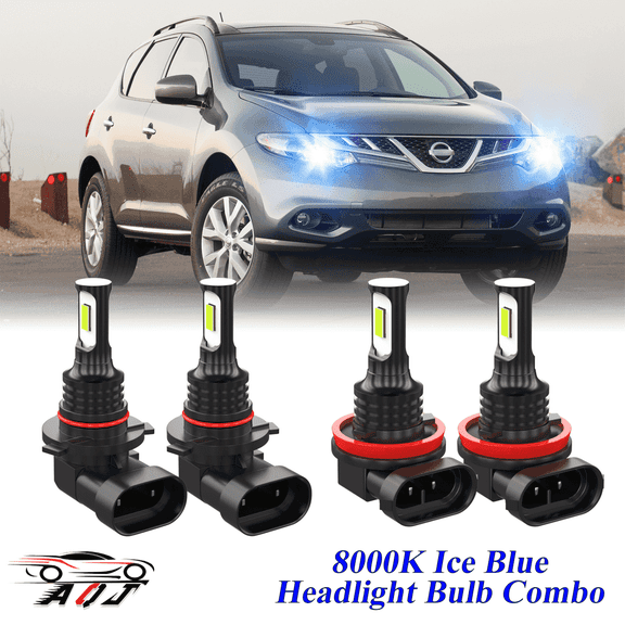 8000K Ice Blue LED Headlight Bulbs Combo Kit For Nissan Murano 2009-2014