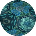 thumbnail image 1 of Ahgly Company Machine Washable Indoor Round Transitional Deep-Sea Blue Area Rugs, 3' Round, 1 of 7