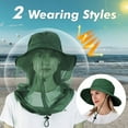 thumbnail image 4 of HOMEYA Mosquito Head Net Hat for Men & Women,Wide Brim Sun Hat with Bug Proof Mesh,UV Protection Bucket Hat for Outdoor Fishing Hiking Gardening,Army Green, 4 of 6