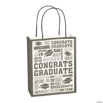 Paper Medium Graduation Gift Bags 12 Bags in Assorted Styles 