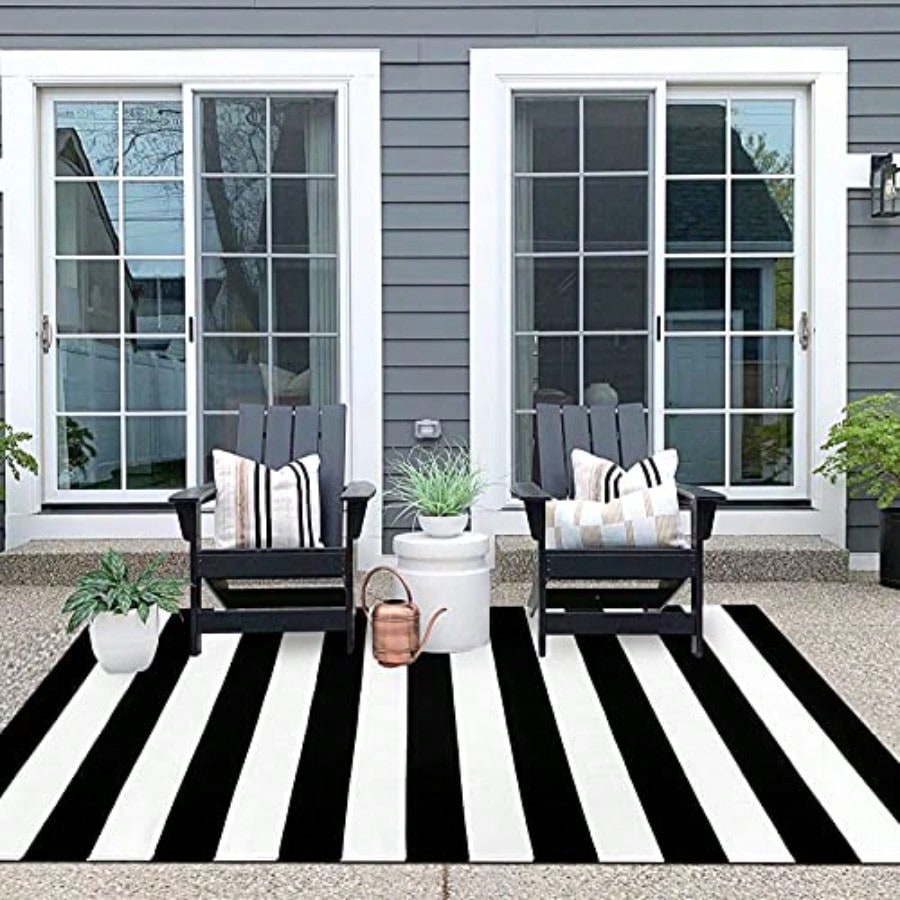 Black White Striped Rug 4x6 Front Door Mats OutdoorWashable Rug For Front Porch Decor Spring Summer Welcome Mats Outdoor Indoor Doormat For Farmhouse Entryway Home Entrance