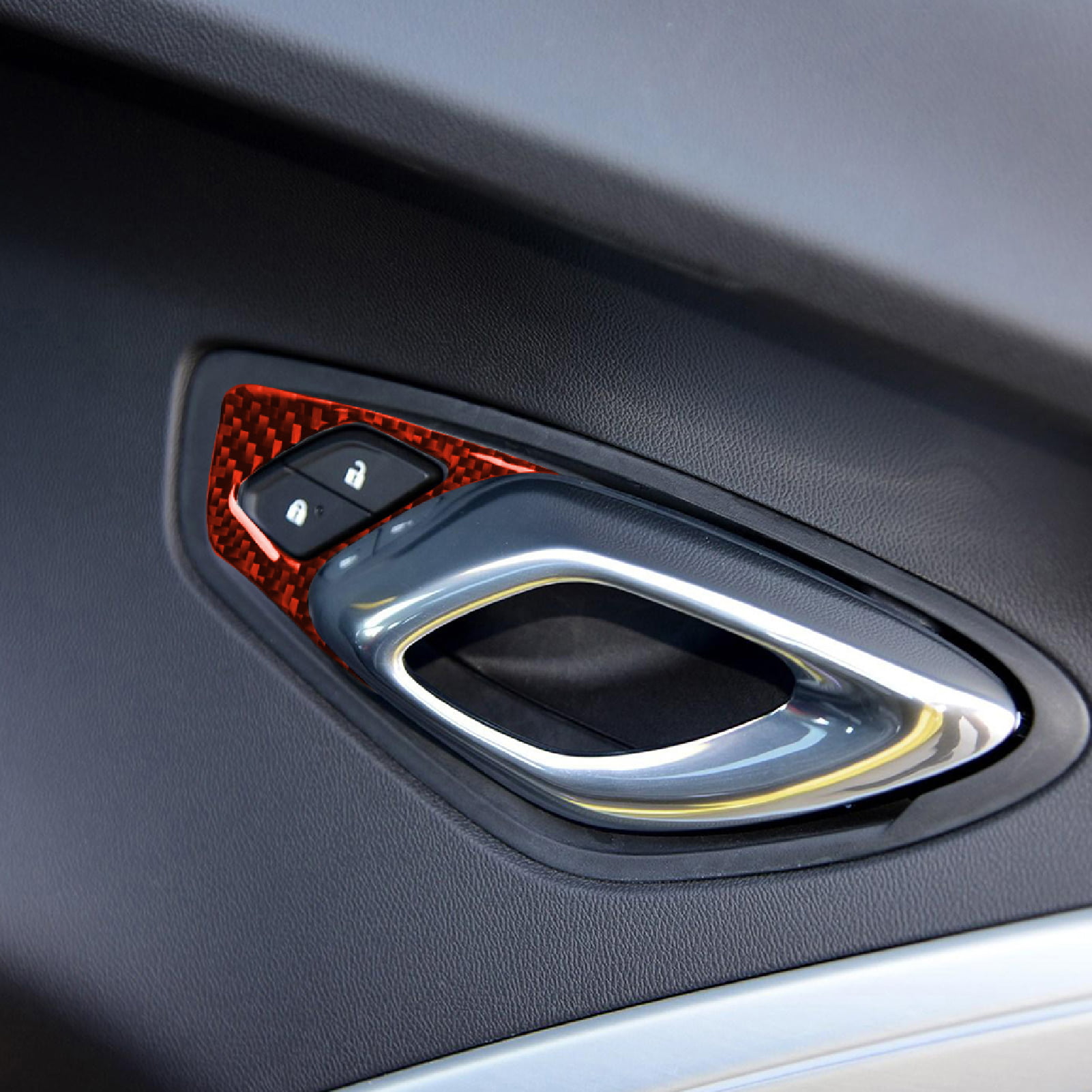 Senmubery New Carbon Fiber Car Door Lock Switch Cover Trim Fit for Camaro 2017-19