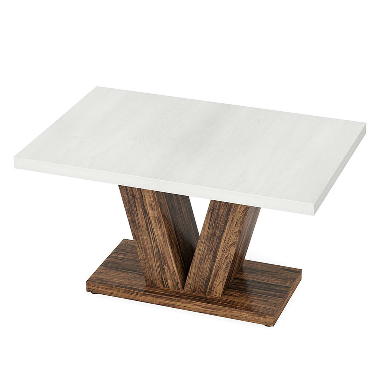 Demi Bonn 47" Modern Dining Table for 4 People, Wood Farmhouse Kitchen Table with Duty Pedestal for Dining Room, Home, White