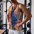 thumbnail image 5 of KLL Neon Rabbit In Archway Print Men's Muscle Gym Workout Stringer Tank Tops Bodybuilding Fitness T-Shirts Tank Tops Men-Medium, 5 of 7