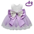 thumbnail image 2 of TAGOLD Toddler Baby Girls Dress Lace Bowknot Birthday Party Wedding Gown Kids Dresses Purple 4-5 Years, 2 of 3