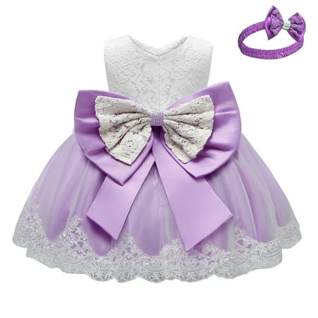 

REORIAFEE Toddler Girls Princess Dress Flowy Dress Lace Bowknot Birthday Party Wedding Gown Kawaii Dress Sport Dress Trendy Dress Wedding Dress Ball Gown Casual Dress Purple 12-18 Months