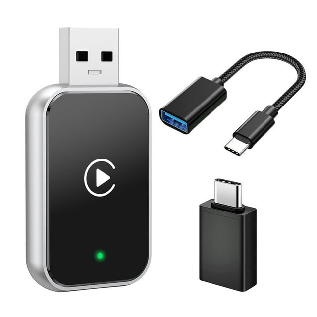 Adaptador Inalámbrico CarPlay para Coche para Android AUTO WiFi y Bluetooth. Actualización de CarPlay con Cable A CarPlay Inalámbrico con Adaptador USB-C.