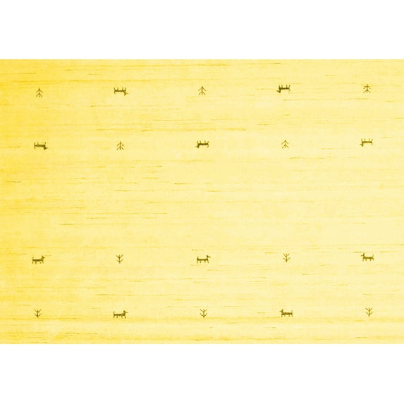 Ahgly Company Machine Washable Indoor Rectangle Solid Yellow Modern Area Rugs, 8' x 10'