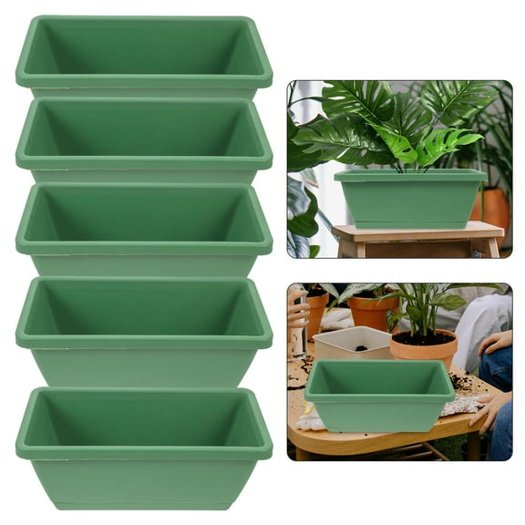 Masteelf Plastic planter Boxes for Outdoor Plants and Flowers Green Color Perfect for Balcony Gardening 5 Sets