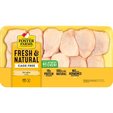 Foster Farms Fresh Bone-In Chicken Thighs - Family Pack, 19g Protein per 4 oz, 4.0 - 5.5 lb Tray