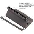 thumbnail image 3 of Wallet Case for iPhone 6 iPhone 6S, 5 Card Slots Magnetic Closure Zipper Pocket Handbag PU Leather Flip Case with Wrist Strap TPU Kickstand Cover for iPhone 6/6S - Gray, 3 of 14