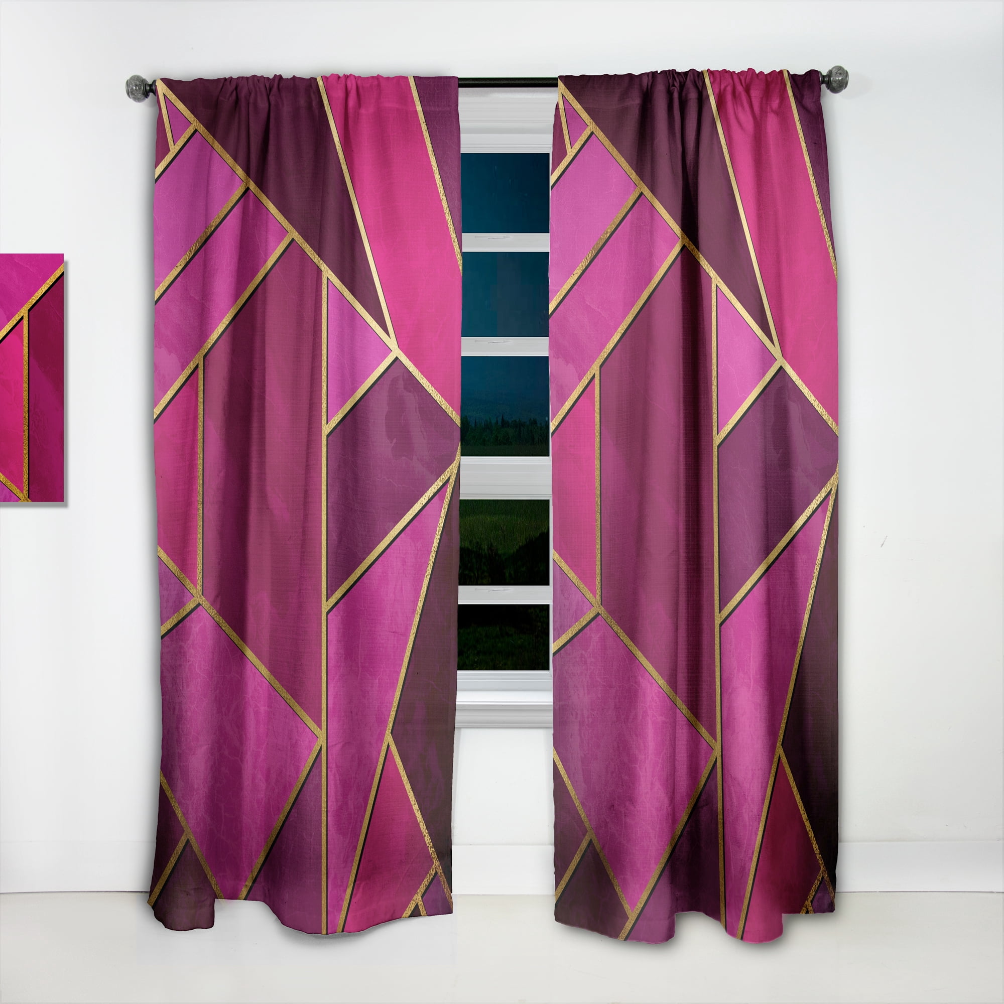 Designart 'Honeycomb Capital Gold II' Modern & Contemporary Curtain Panel
